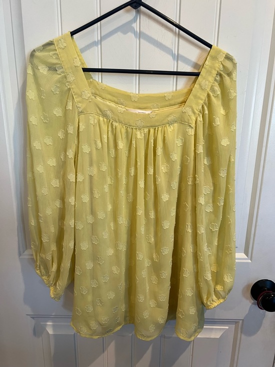 LC Lauren Conrad Tops - Lauren Conrad Yellow Floral Texture Peasant Top Boho L